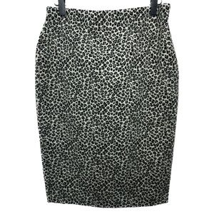 Express Black and Cream Leopard Print Pencil Skirt